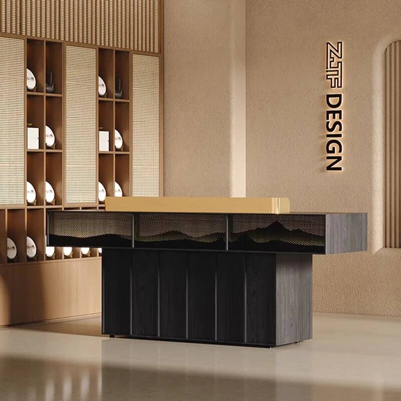Office Furniture High End - High-end Luxury Reception Desks Black Light