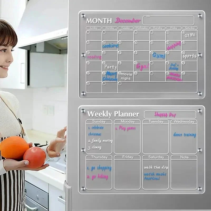 Magnetic Whiteboard Calendar - Fridge Magnet Sticker Clear Acrylic Calendar