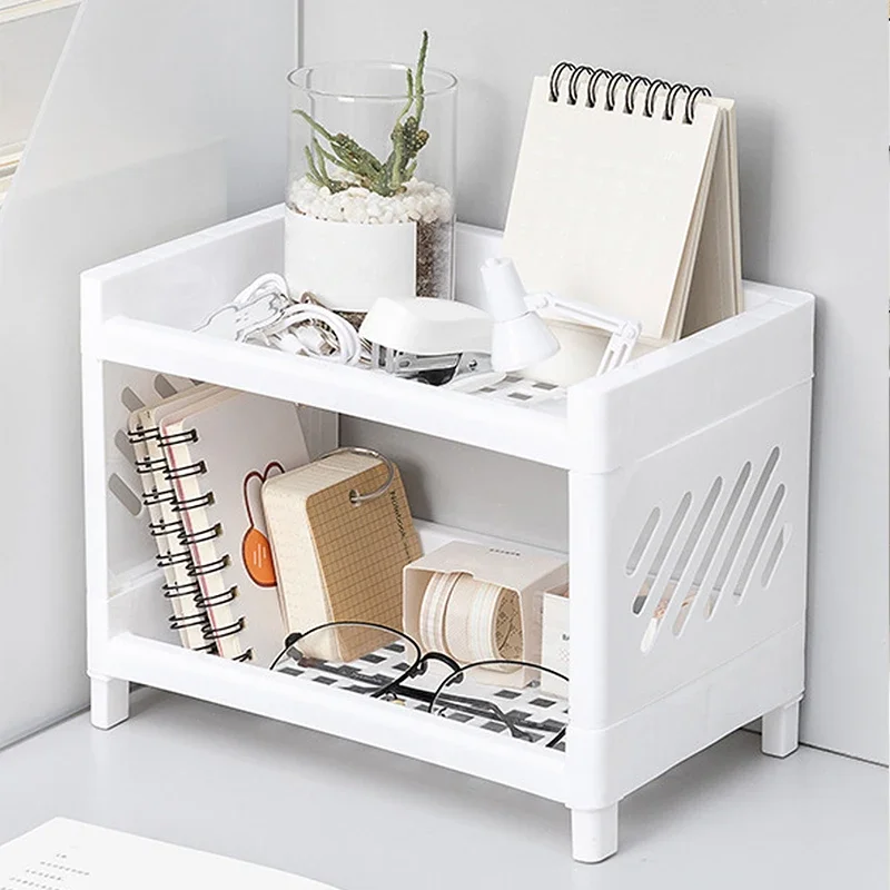Cubicle Shelf Organizer - PP Desktop Double Layer Storage Rack
