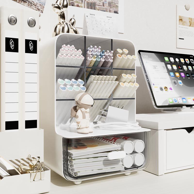 Cubicle Shelf Organizer - Tilt Pencil Holder for Students, Large