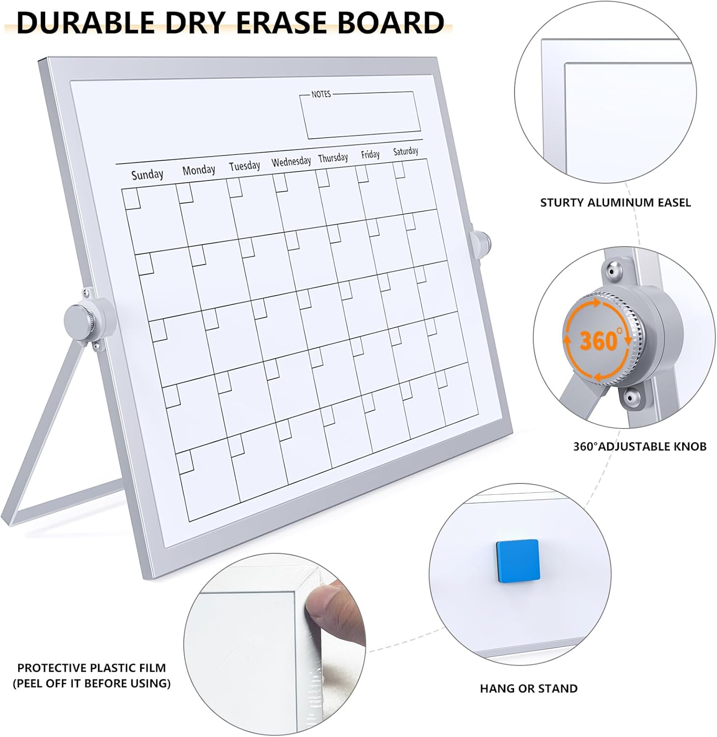 16x12in Magnetic Double-Sided  - Magnetic Whiteboard Calendar reseña y precio