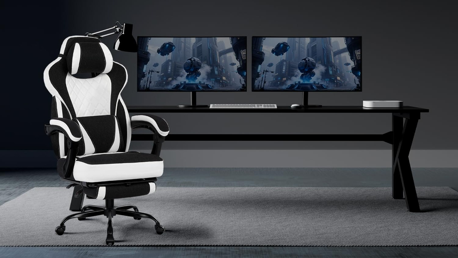 Reclining Fabric Gaming Chair  - Office Footrest Cushion reseña y precio