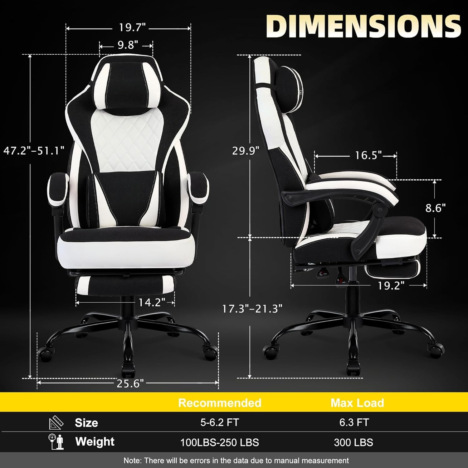 Reclining Fabric Gaming Chair  - Office Footrest Cushion reseña y precio
