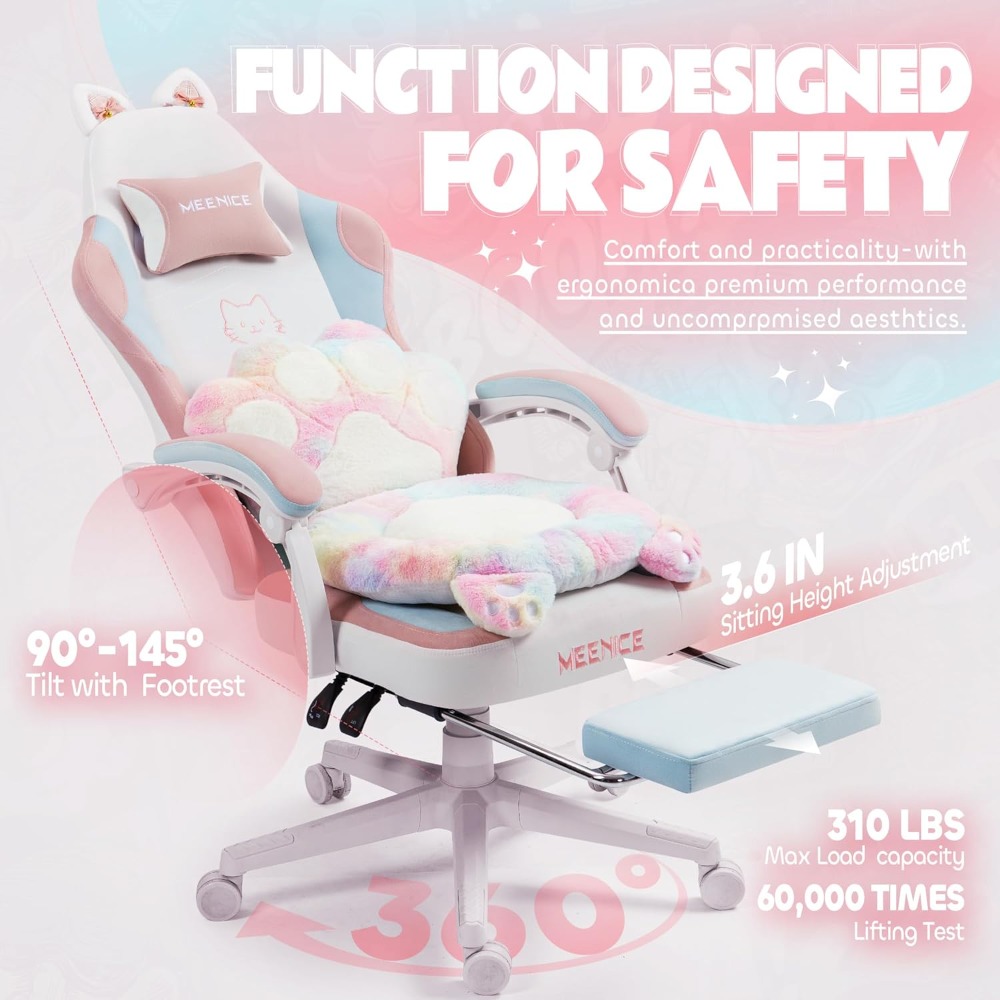 Gaming Chair Cute with Cat Ear - Office Footrest Cushion reseña y precio