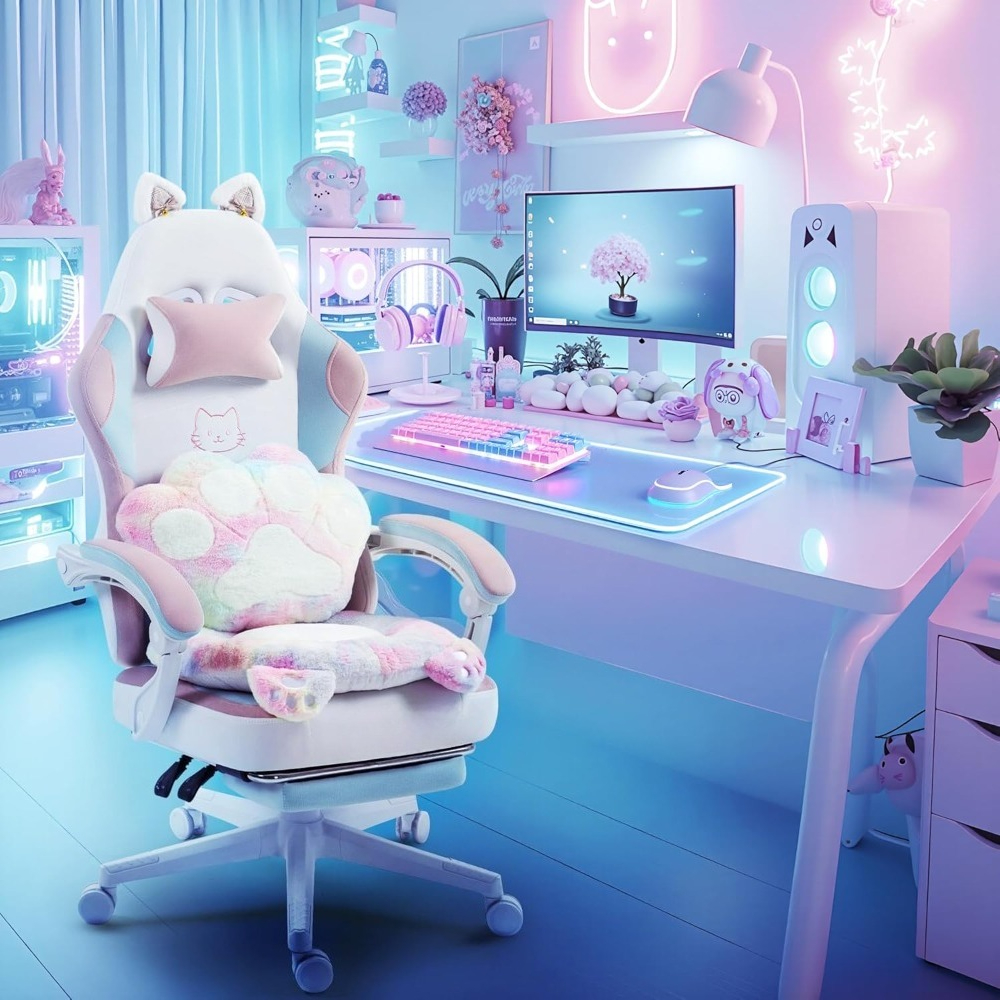 Gaming Chair Cute with Cat Ear - Office Footrest Cushion reseña y precio