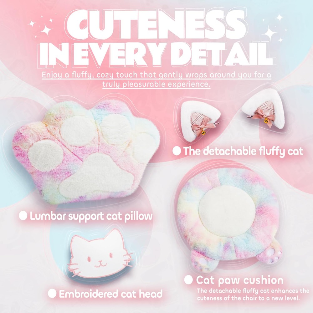Gaming Chair Cute with Cat Ear - Office Footrest Cushion reseña y precio