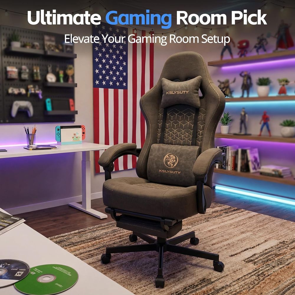 Breathable Leather Gaming Chai - Office Footrest Cushion reseña y precio