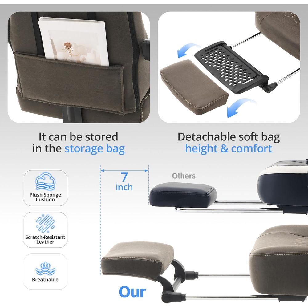 Breathable Leather Gaming Chai - Office Footrest Cushion reseña y precio