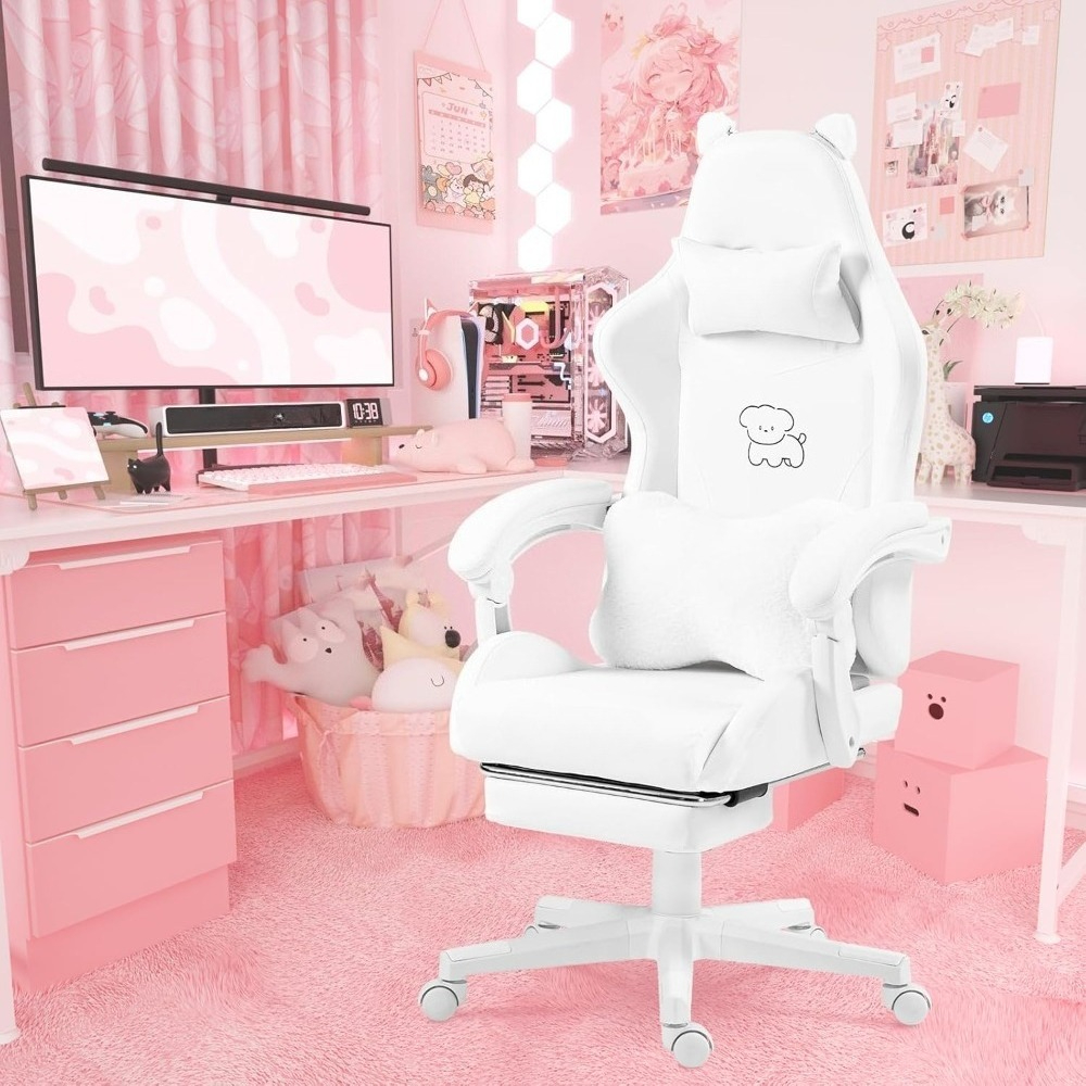 Cute Gaming Chair with Lumbar  - Office Footrest Cushion reseña y precio