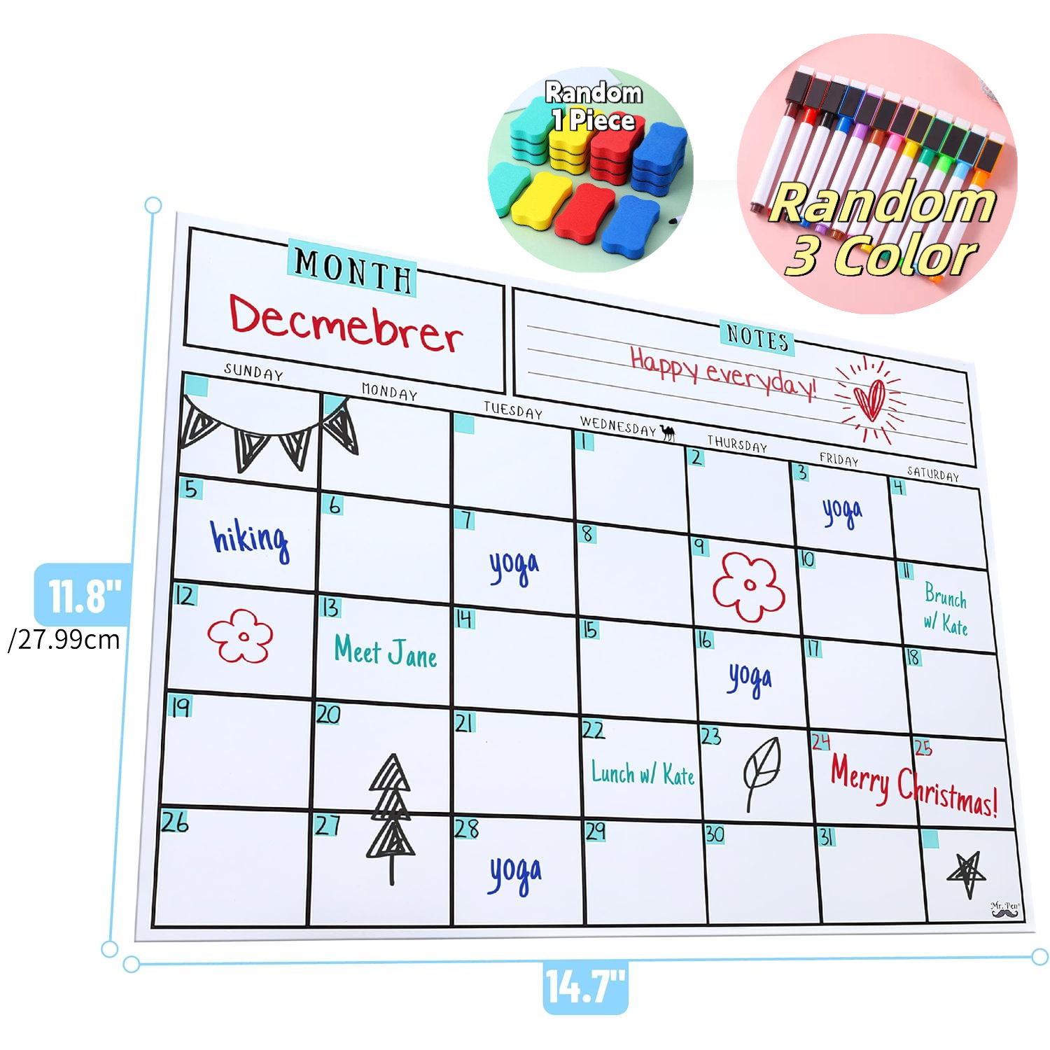 Magnetic Dry Erase Calendar, 1 - Magnetic Whiteboard Calendar reseña y precio
