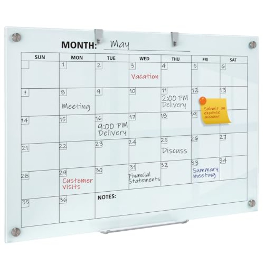 Glass Dry Erase Calendar for W - Magnetic Whiteboard Calendar reseña y precio