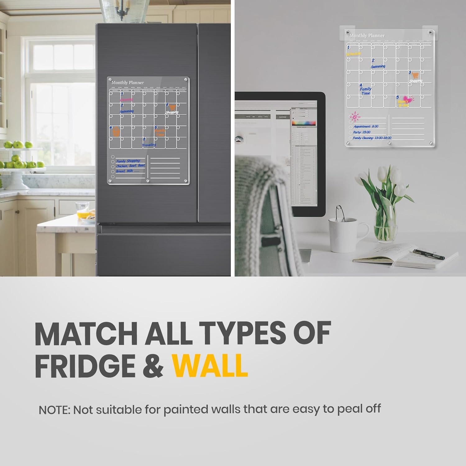 Clear Acrylic Magnetic Fridge  - Magnetic Whiteboard Calendar reseña y precio