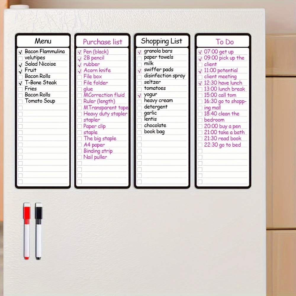 4pcs Magnetic Dry Erase List B - Magnetic Whiteboard Calendar reseña y precio