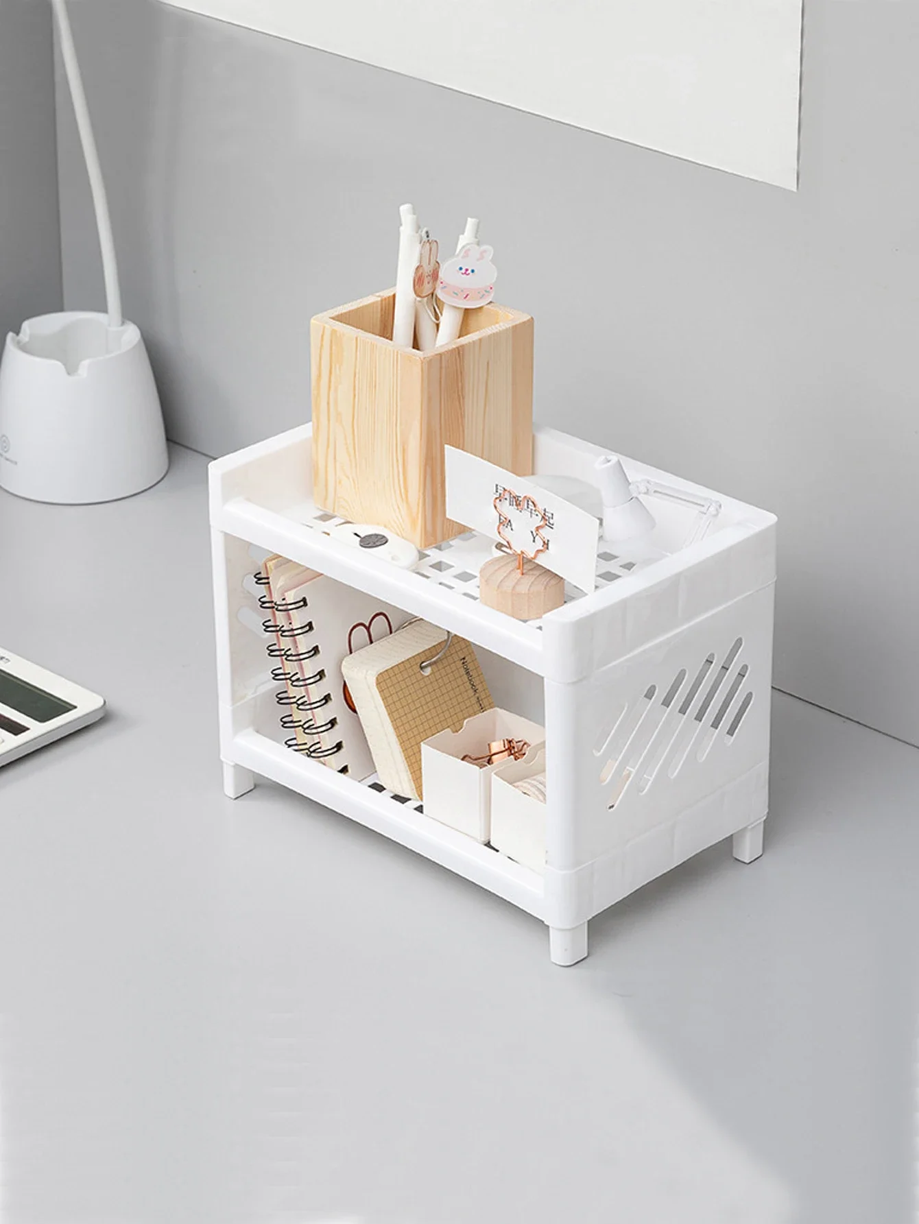 PP Desktop Double Layer Storag - Cubicle Shelf Organizer reseña y precio