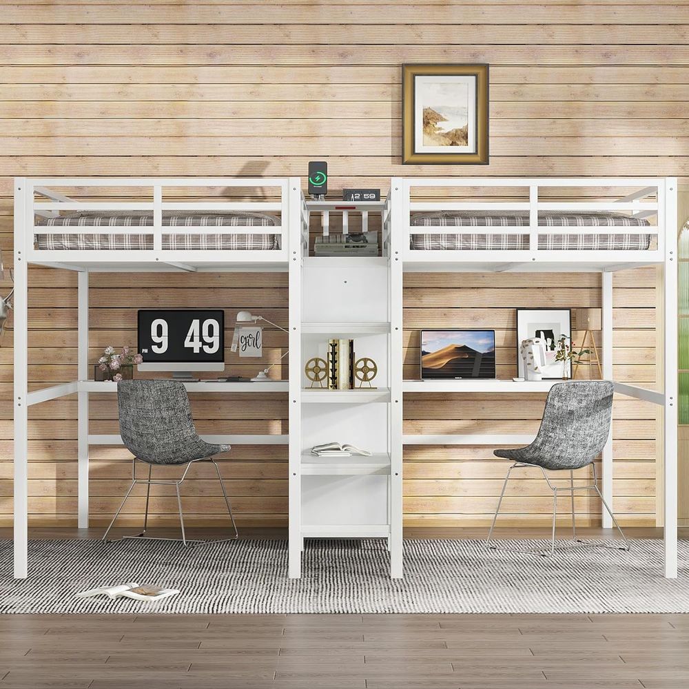 Twin Size Metal Bed with Desk, - Cubicle Shelf Organizer reseña y precio