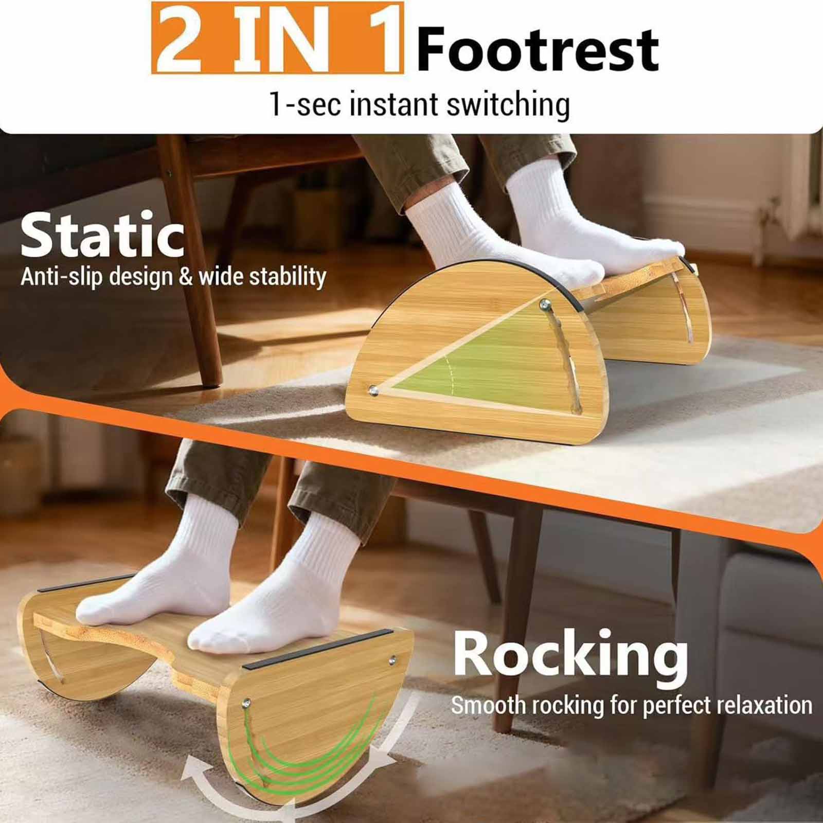 Adjustable Office Bamboo Footr - Office Footrest Cushion reseña y precio