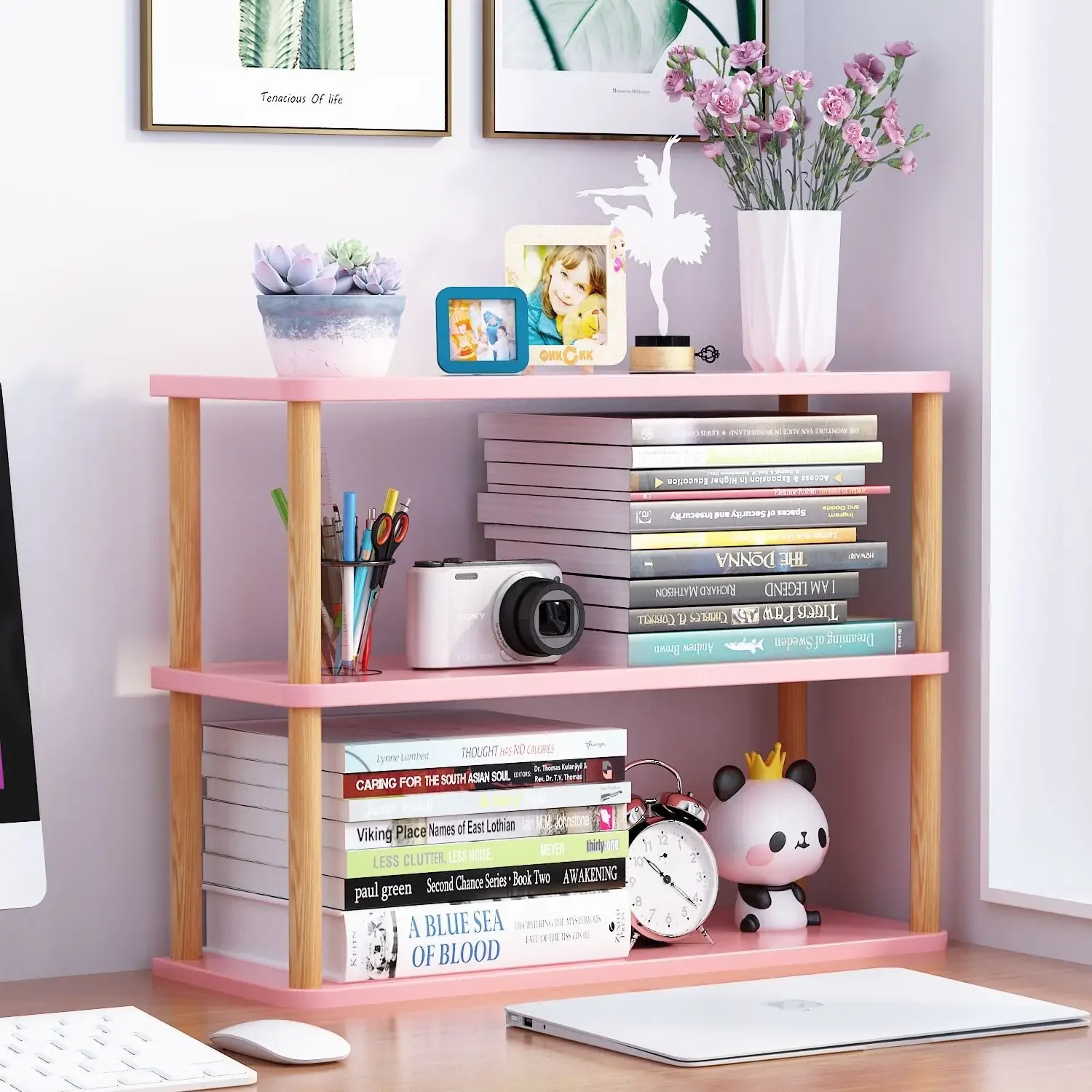 Bookcase Wooden Shelf Desktop  - Cubicle Shelf Organizer reseña y precio
