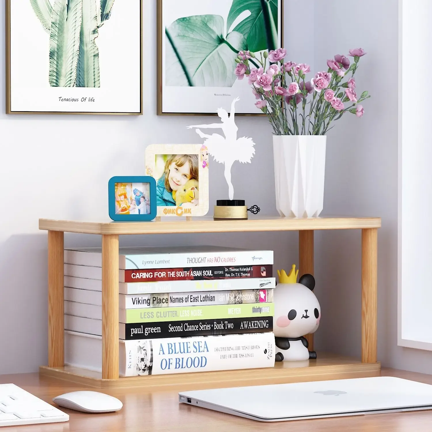 Bookcase Wooden Shelf Desktop  - Cubicle Shelf Organizer reseña y precio