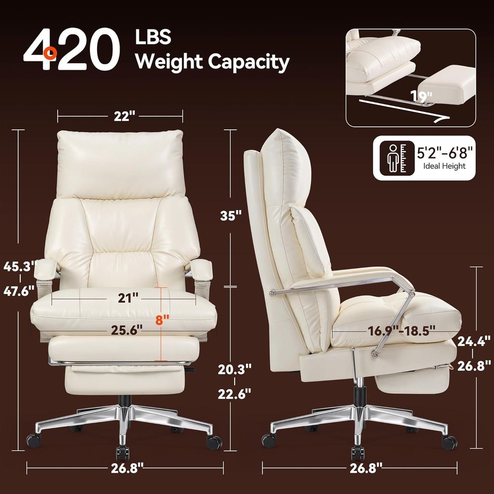 High-Back Leather Executive Of - Office Footrest Cushion reseña y precio