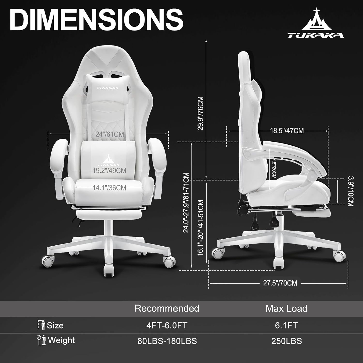 White Gaming Chair Ergonomic M - Office Footrest Cushion reseña y precio