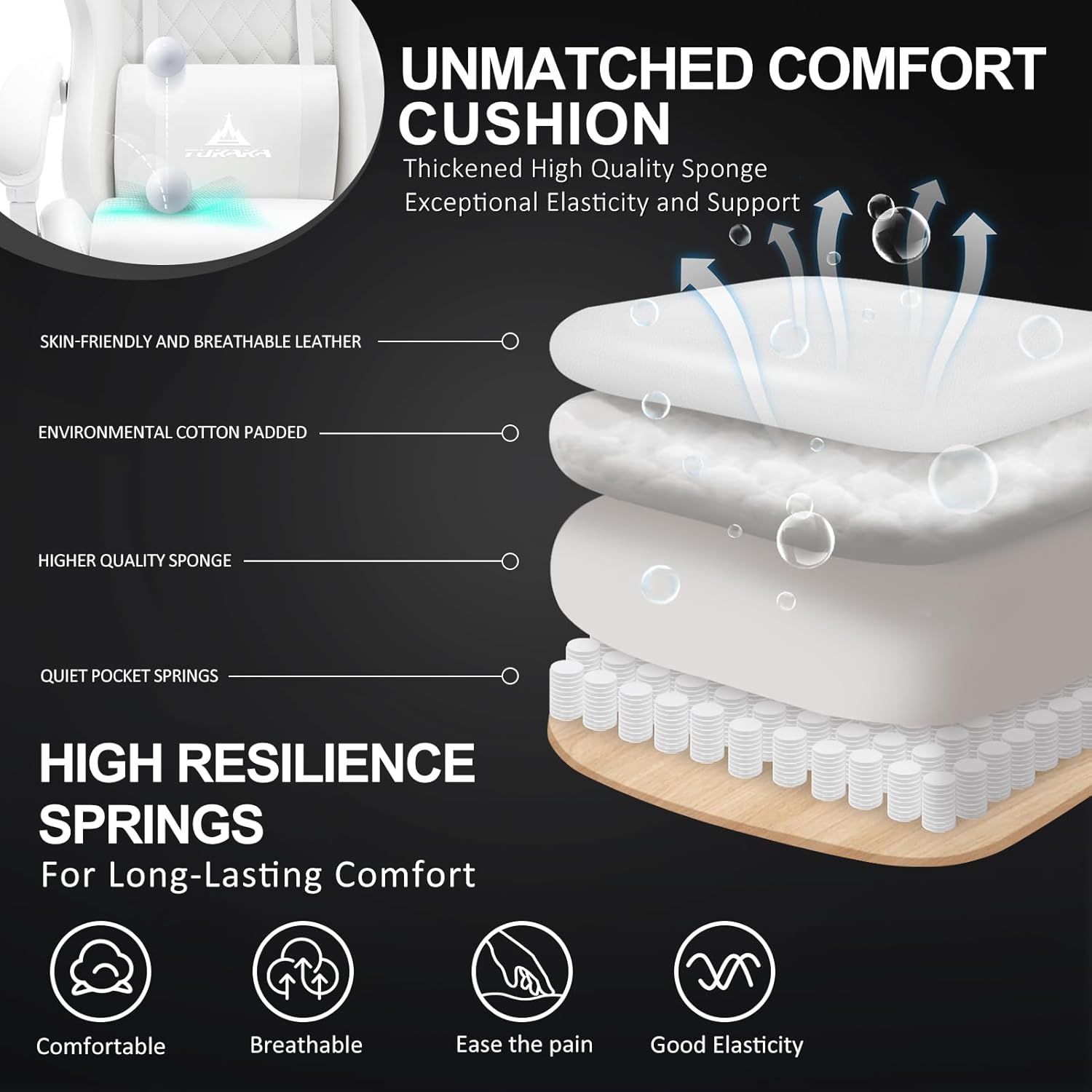 White Gaming Chair Ergonomic M - Office Footrest Cushion reseña y precio