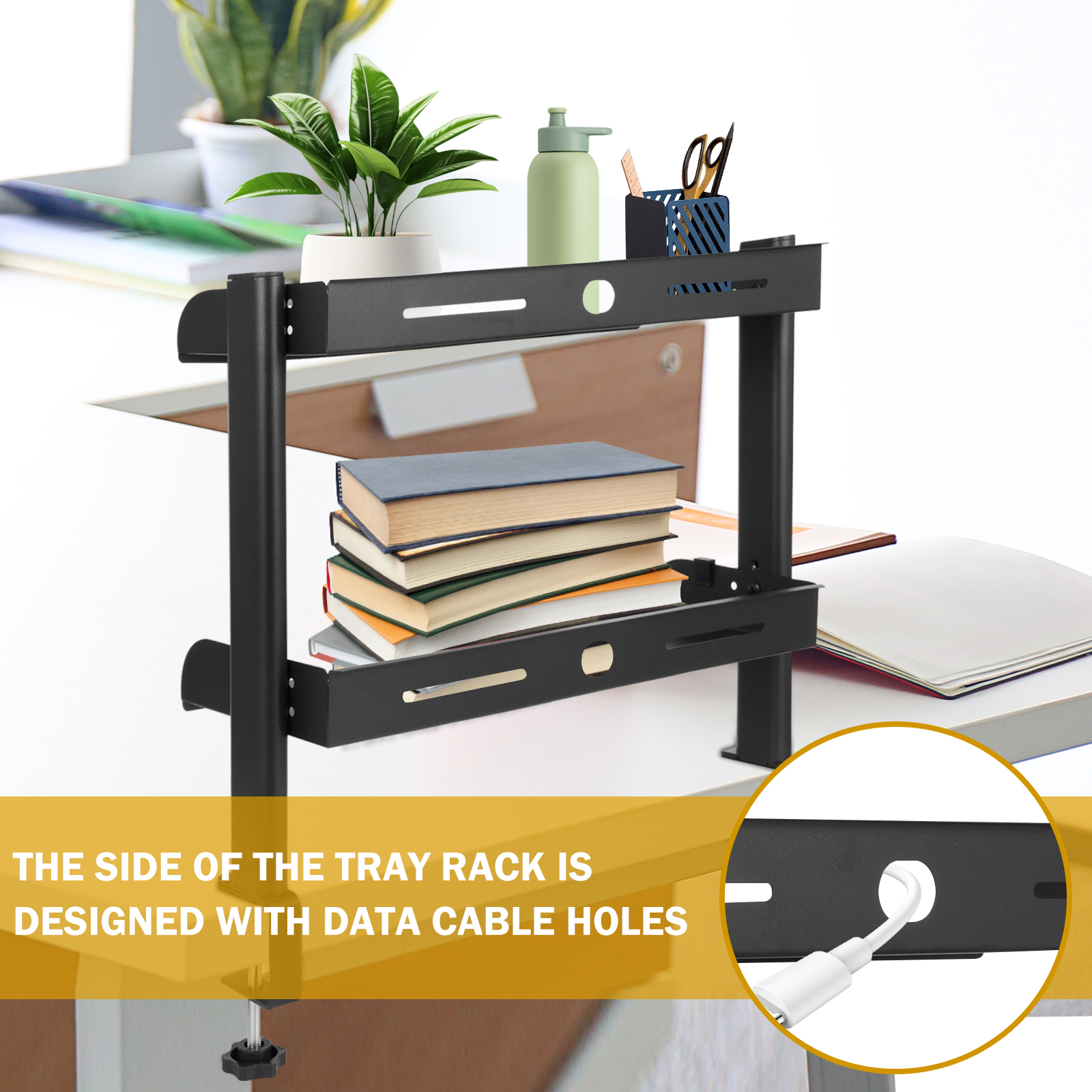 2 Tiers Clamp-on Desk Shelf No - Cubicle Shelf Organizer reseña y precio